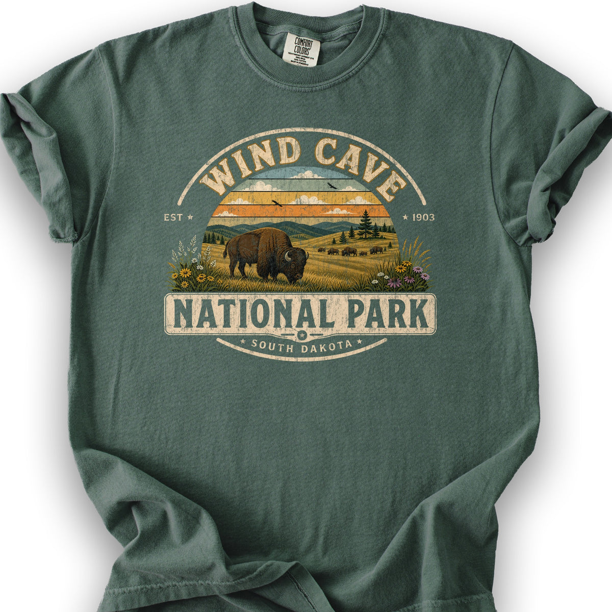 Wind Cave Medallion T-Shirt - Blue Spruce