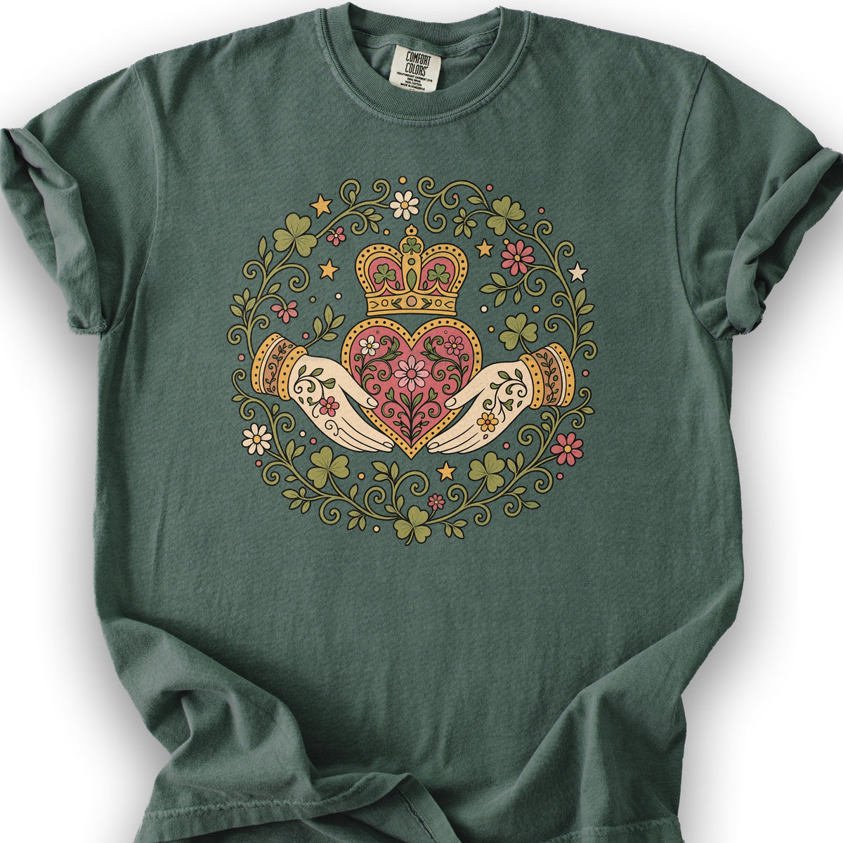 Claddagh Florals T-Shirt - Blue Spruce