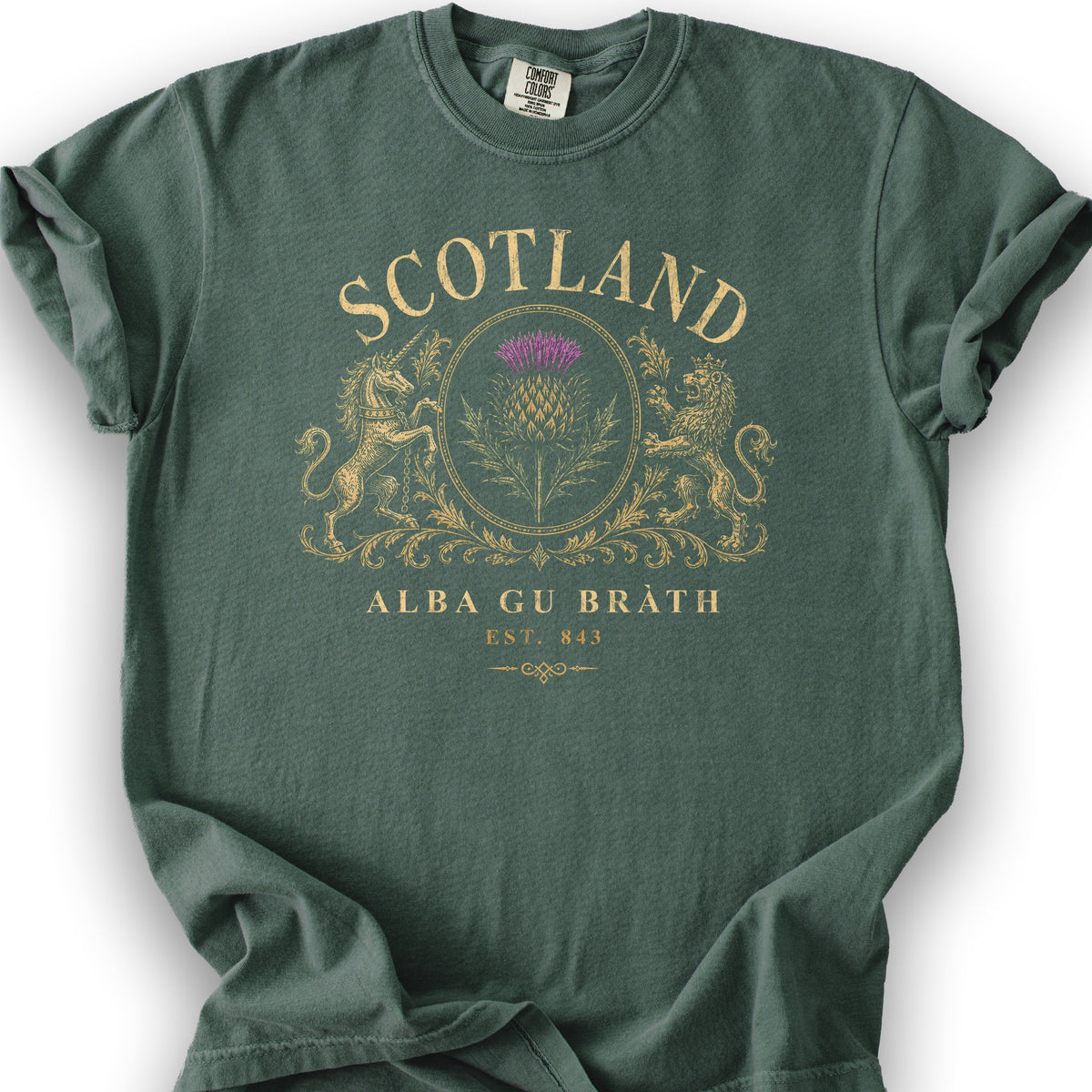 Scotland Heraldry Thistle T-Shirt - Blue Spruce