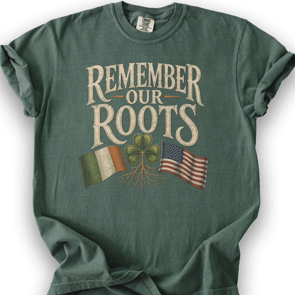 Remember Irish Roots T-Shirt - Blue Spruce