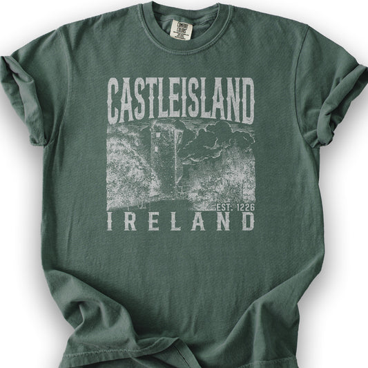 Castleisland Ireland Sketch T-Shirt - Blue Spruce