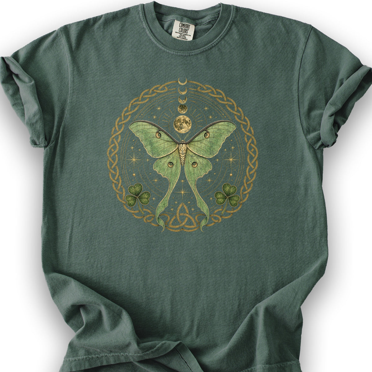 Irish Celestial Moth T-Shirt - Blue Spruce