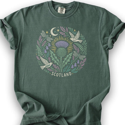 Scotland Thistle Doves T-Shirt - Blue Spruce