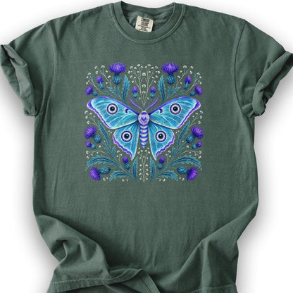 Emperor Moth Thistle T-Shirt - Blue Spruce