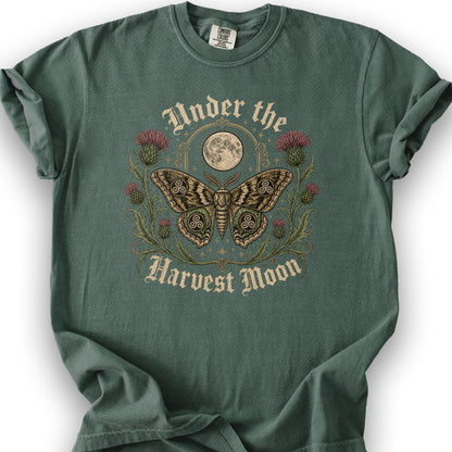 Gothic Harvest Moon Moth T-Shirt - Blue Spruce