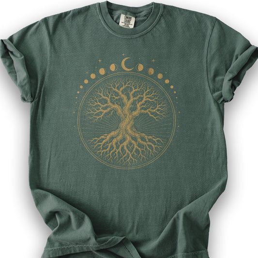 Moon Phase Tree T-Shirt - Blue Spruce
