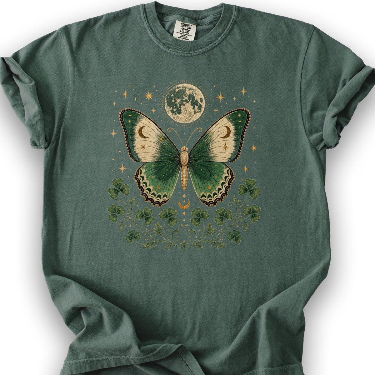 Shamrock Moon Butterfly T-Shirt - Blue Spruce