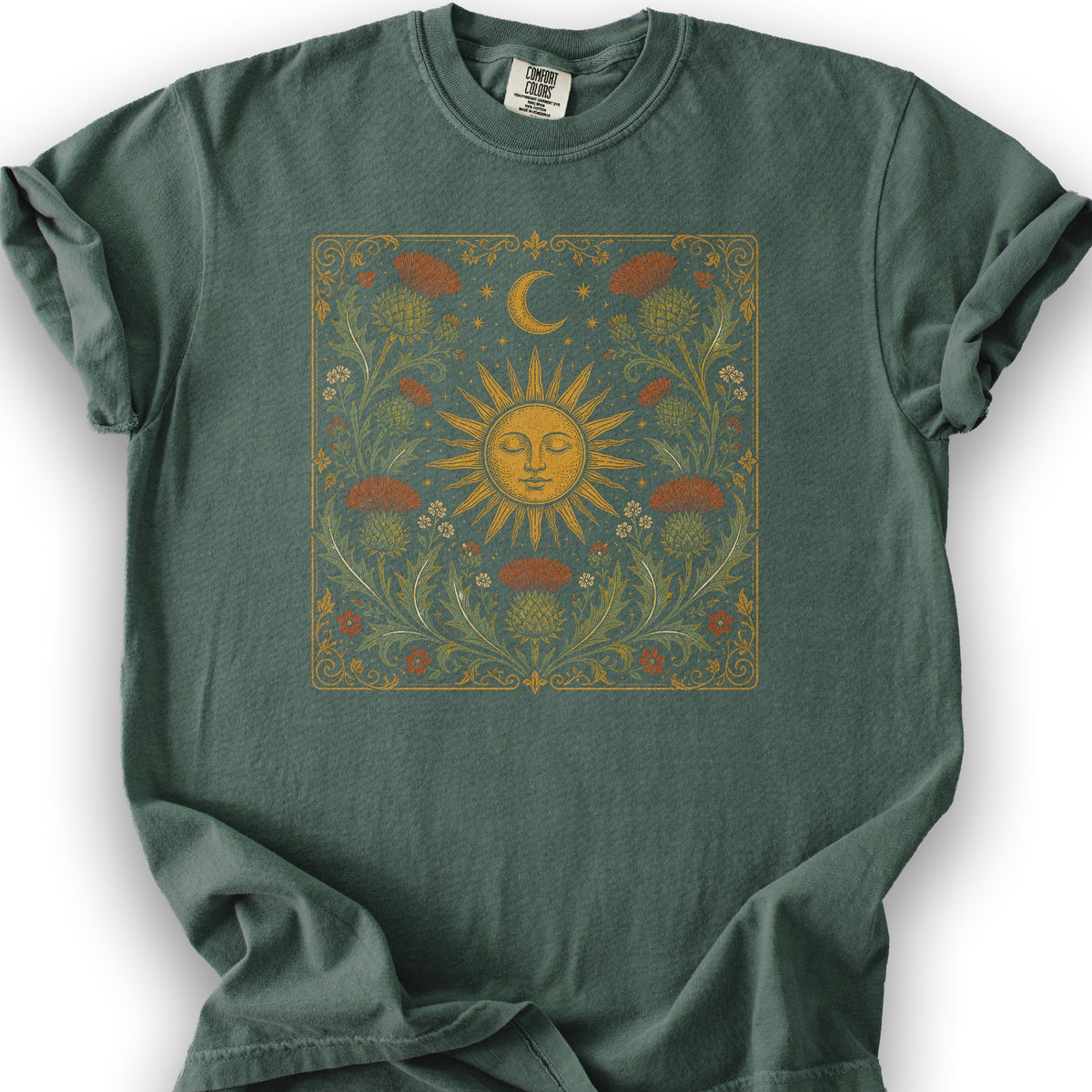 Celestial Thistles T-Shirt - Blue Spruce
