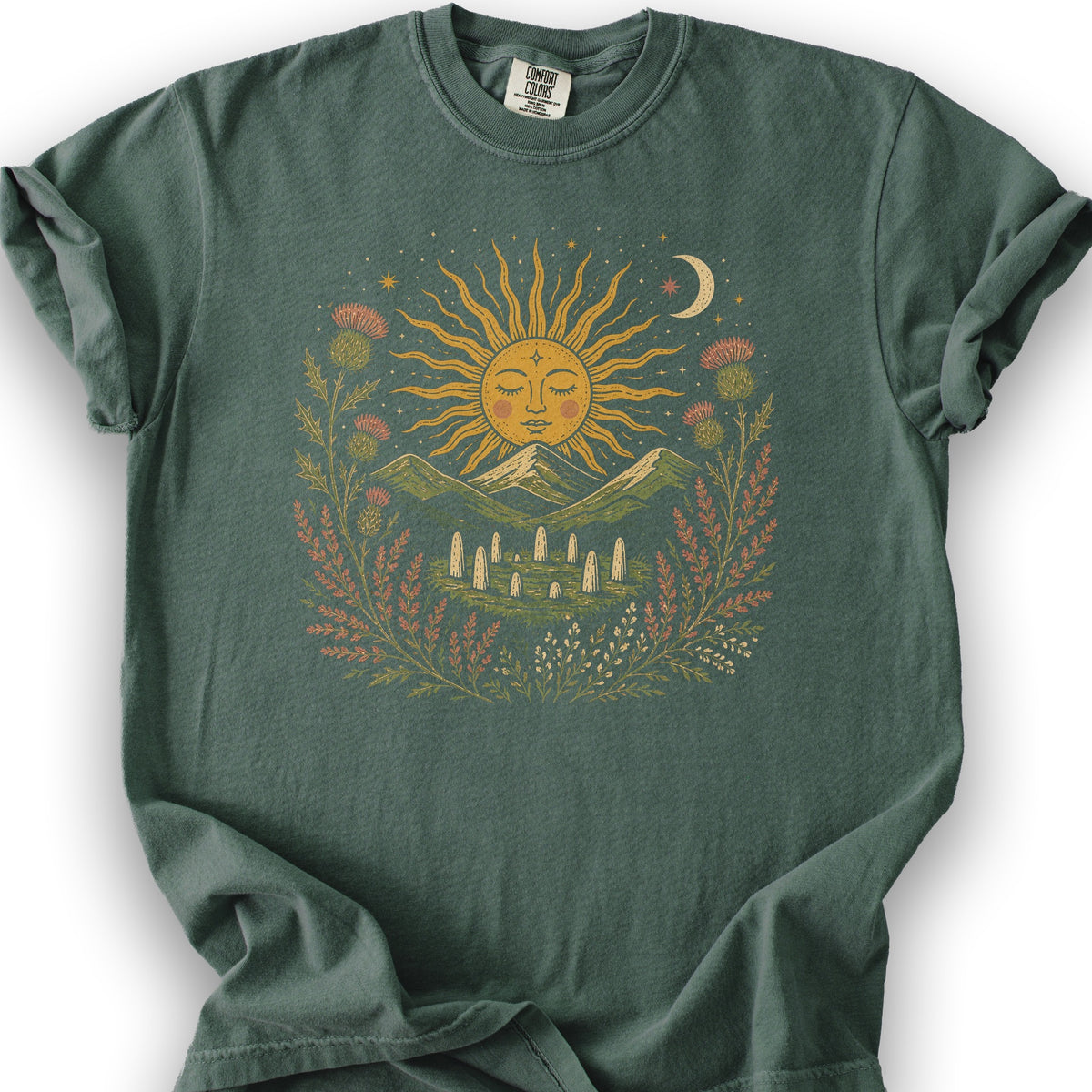 Celestial Standing Stones T-Shirt - Blue Spruce