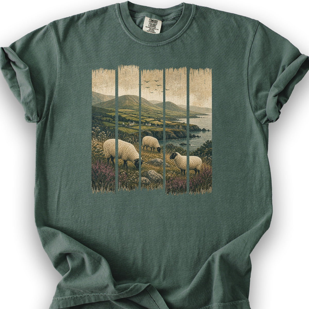 Ireland Sheep Panels T-Shirt - Blue Spruce