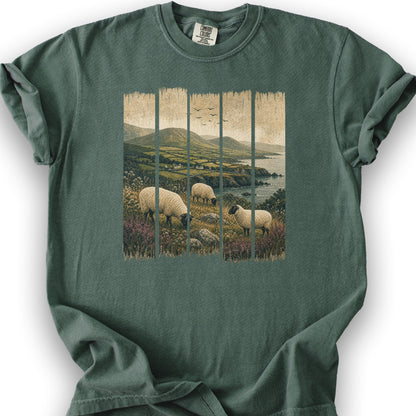 Ireland Sheep Panels T-Shirt - Blue Spruce