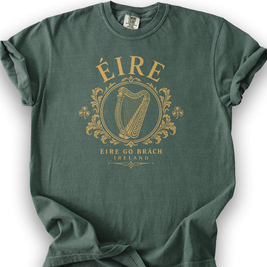 Éire Harp Laurels T-Shirt - Blue Spruce