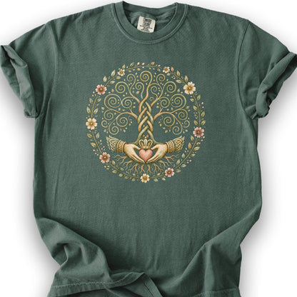 Claddagh Triskele Tree T-Shirt - Blue Spruce