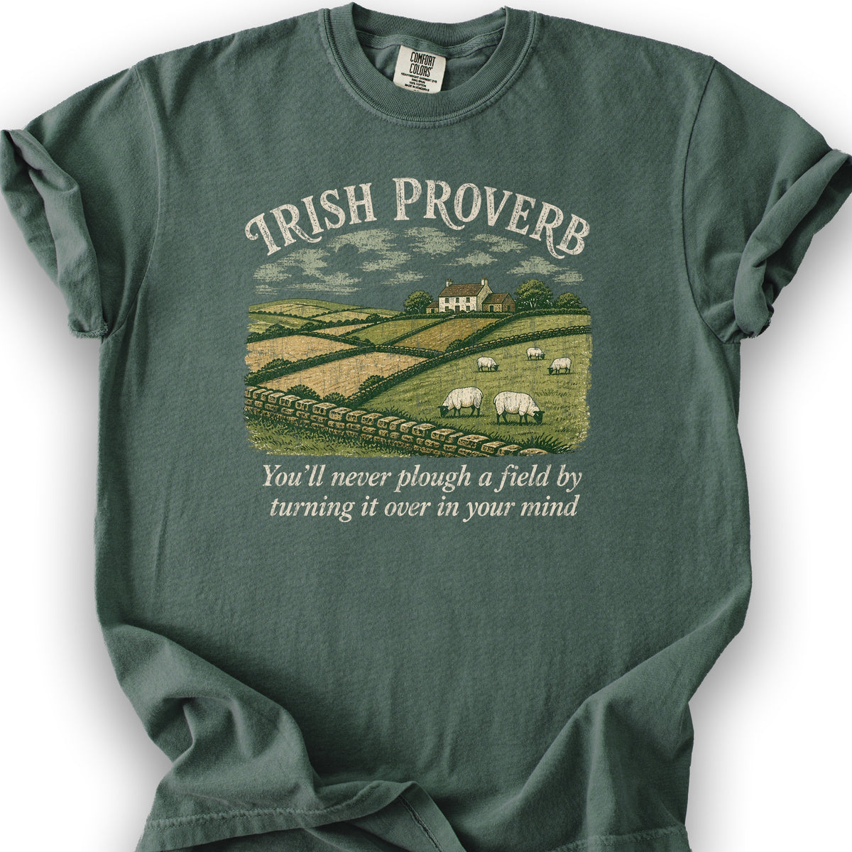 Plough Proverb T-Shirt - Blue Spruce