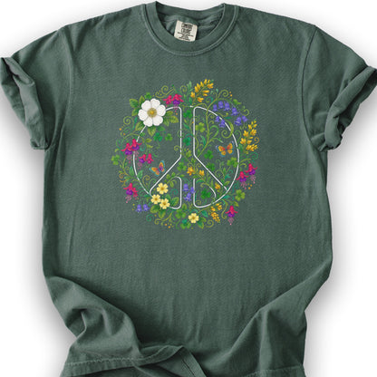 Floral Irish Peace T-Shirt - Blue Spruce