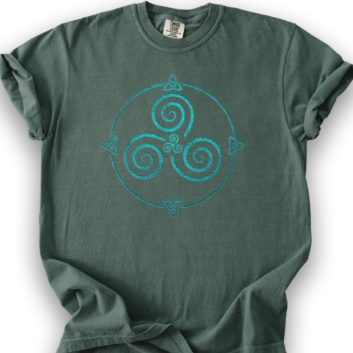 Celtic Triskele Spiral T-Shirt - Blue Spruce
