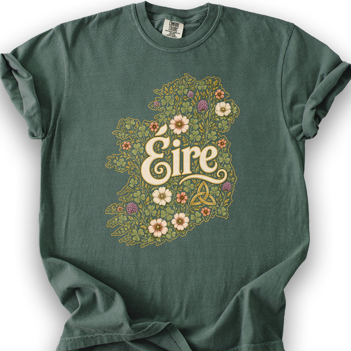 Éire Floral Map T-Shirt - Blue Spruce