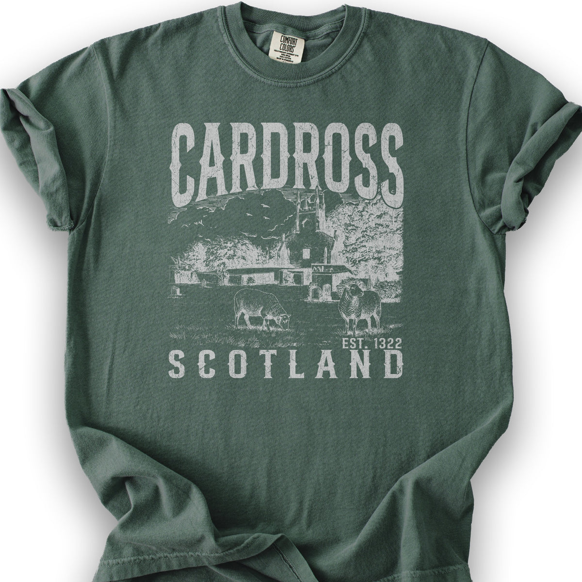 Cardross Scotland Sketch T-Shirt - Blue Spruce