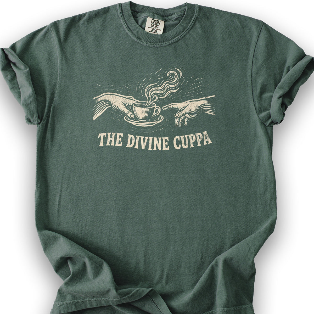 The Divine Cuppa T-Shirt - Blue Spruce