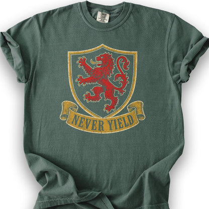 Never Yield Lion T-Shirt - Blue Spruce