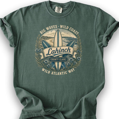Lahinch Ireland Surf T-Shirt - Blue Spruce