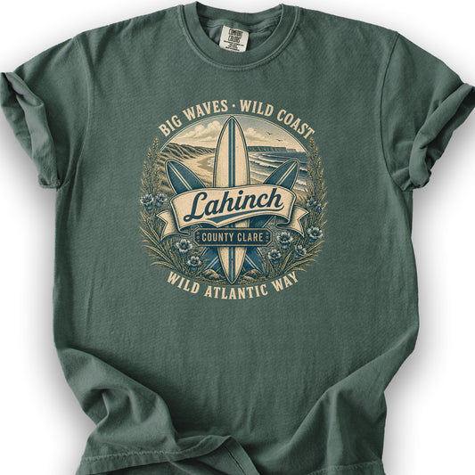 Lahinch Ireland Surf T-Shirt - Blue Spruce