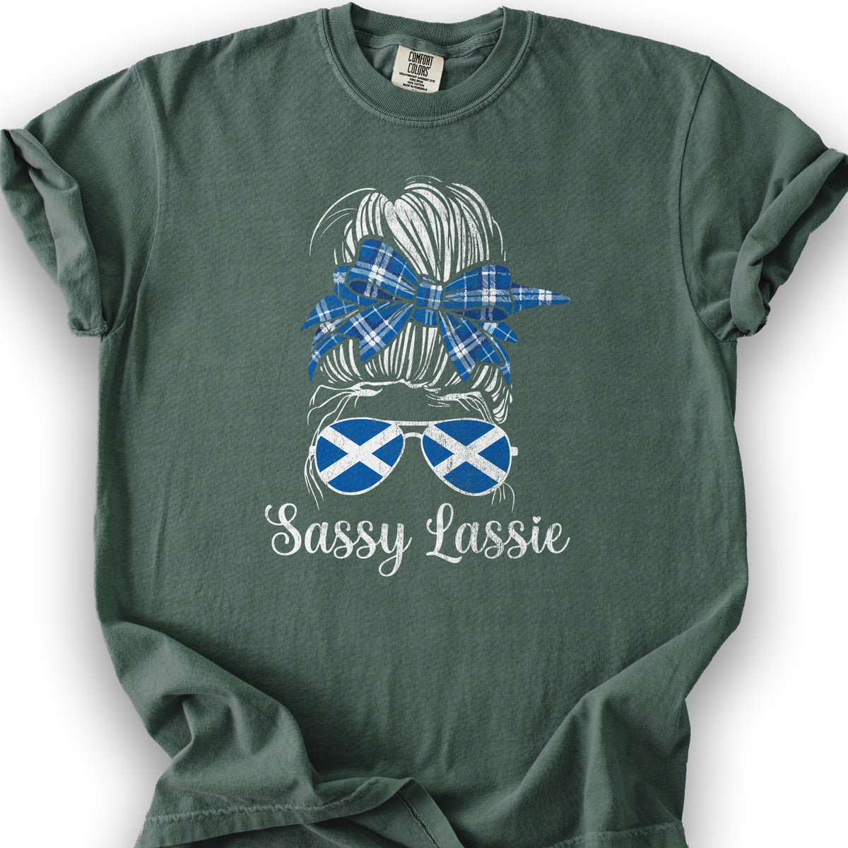 Scottish Sassy Lassie T-shirt - Blue Spruce