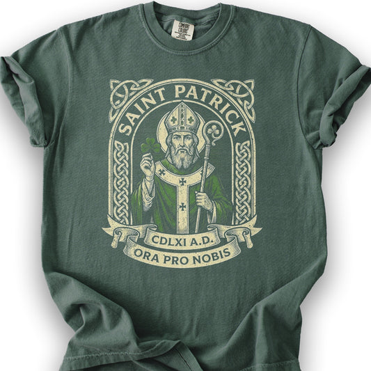 Saint Patrick Ora Pro Nobis T-Shirt - Blue Spruce