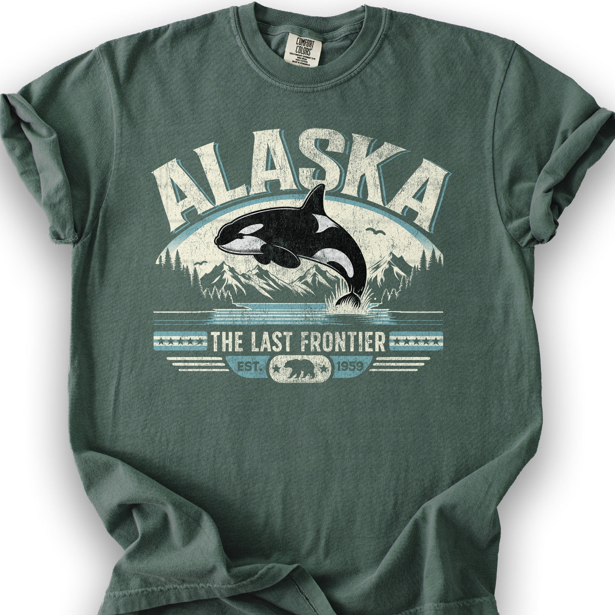 Alaska The Last Frontier "Orca" T-Shirt - Blue Spruce