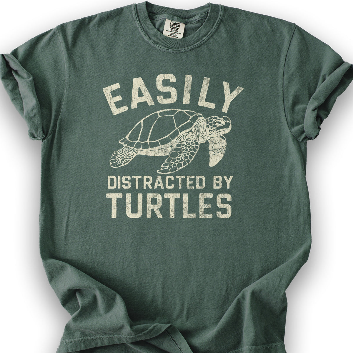 Easily Distracted By Turtles T-Shirt - Blue Spruce