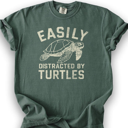 Easily Distracted By Turtles T-Shirt - Blue Spruce