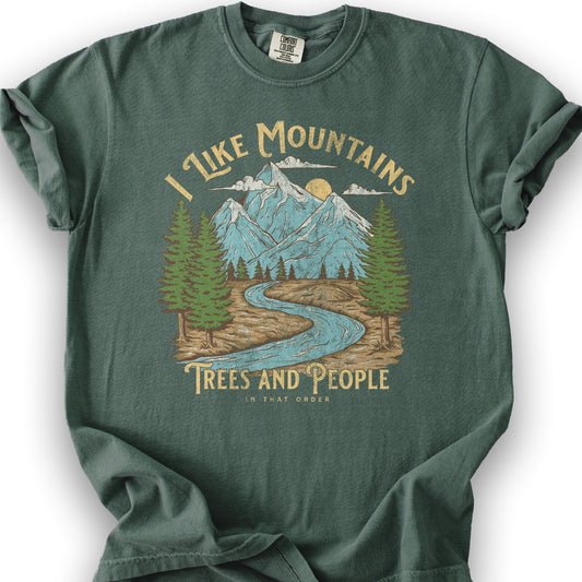 Funny Outdoor Mountain Shirt "In that Order" T-Shirt - Blue Spruce