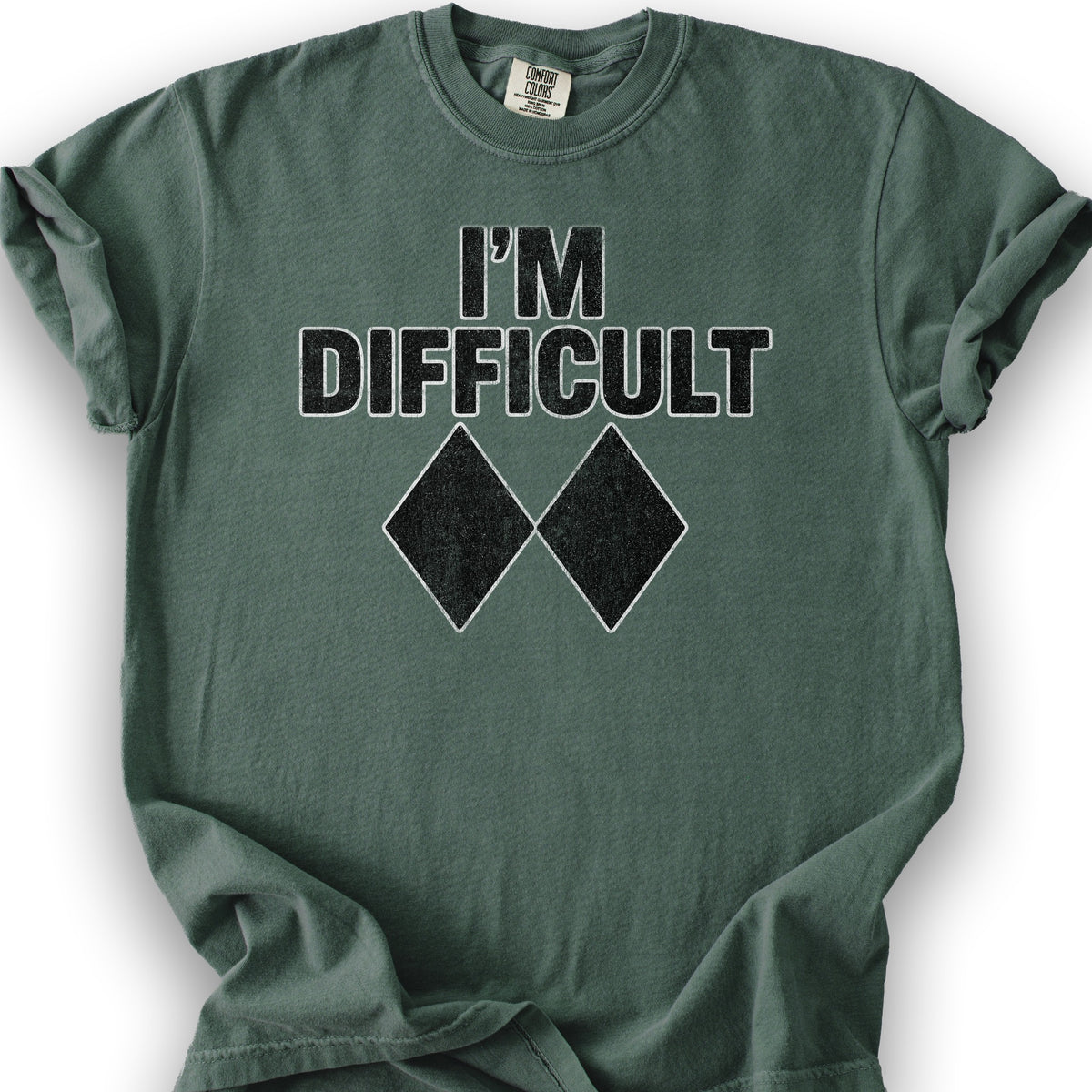 I'm Difficult "Black Diamond" Ski T-Shirt - Blue Spruce
