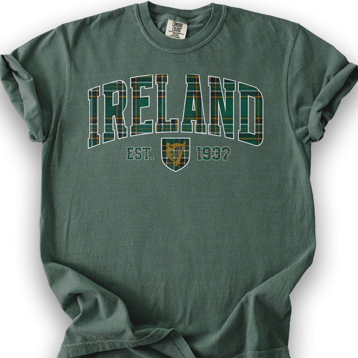 Ireland Tartan Varsity T-Shirt - Blue Spruce
