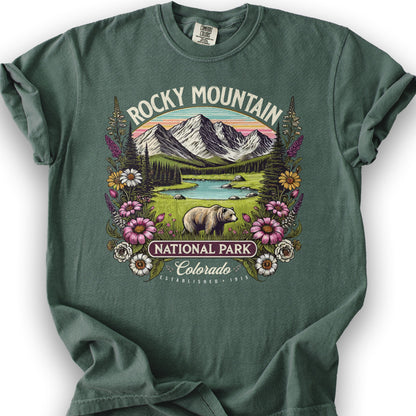 Rocky Mountain National Park "Wildflower" T-Shirt - Blue Spruce