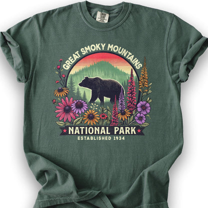 Great Smoky Mountains National Park "Wildflower" T-Shirt - Blue Spruce