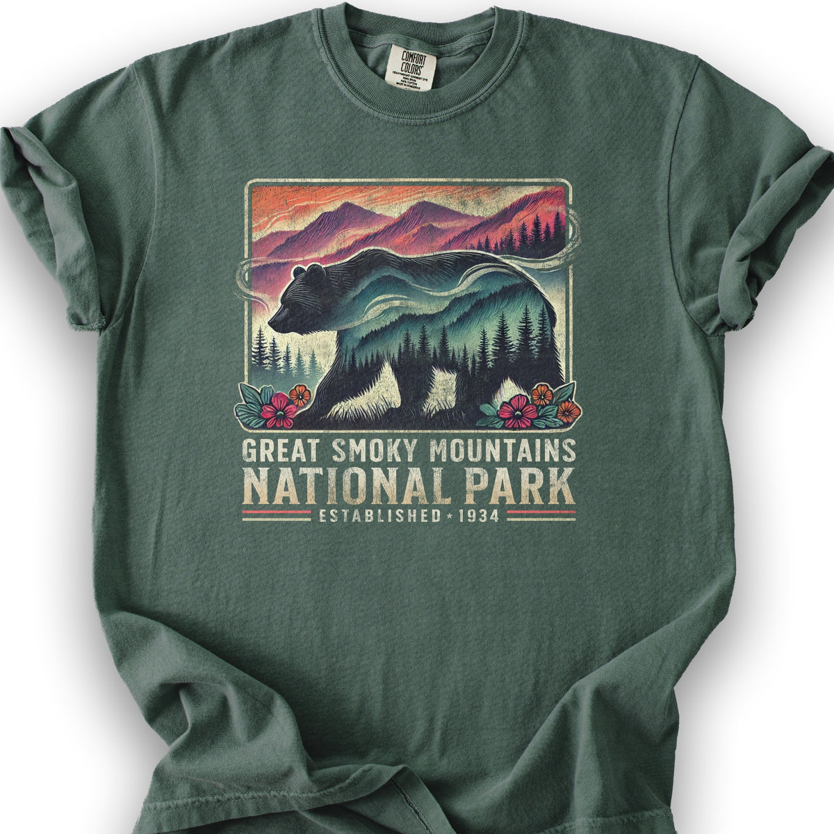 Great Smoky Mountains "Mountain Bear" T-Shirt - Blue Spruce