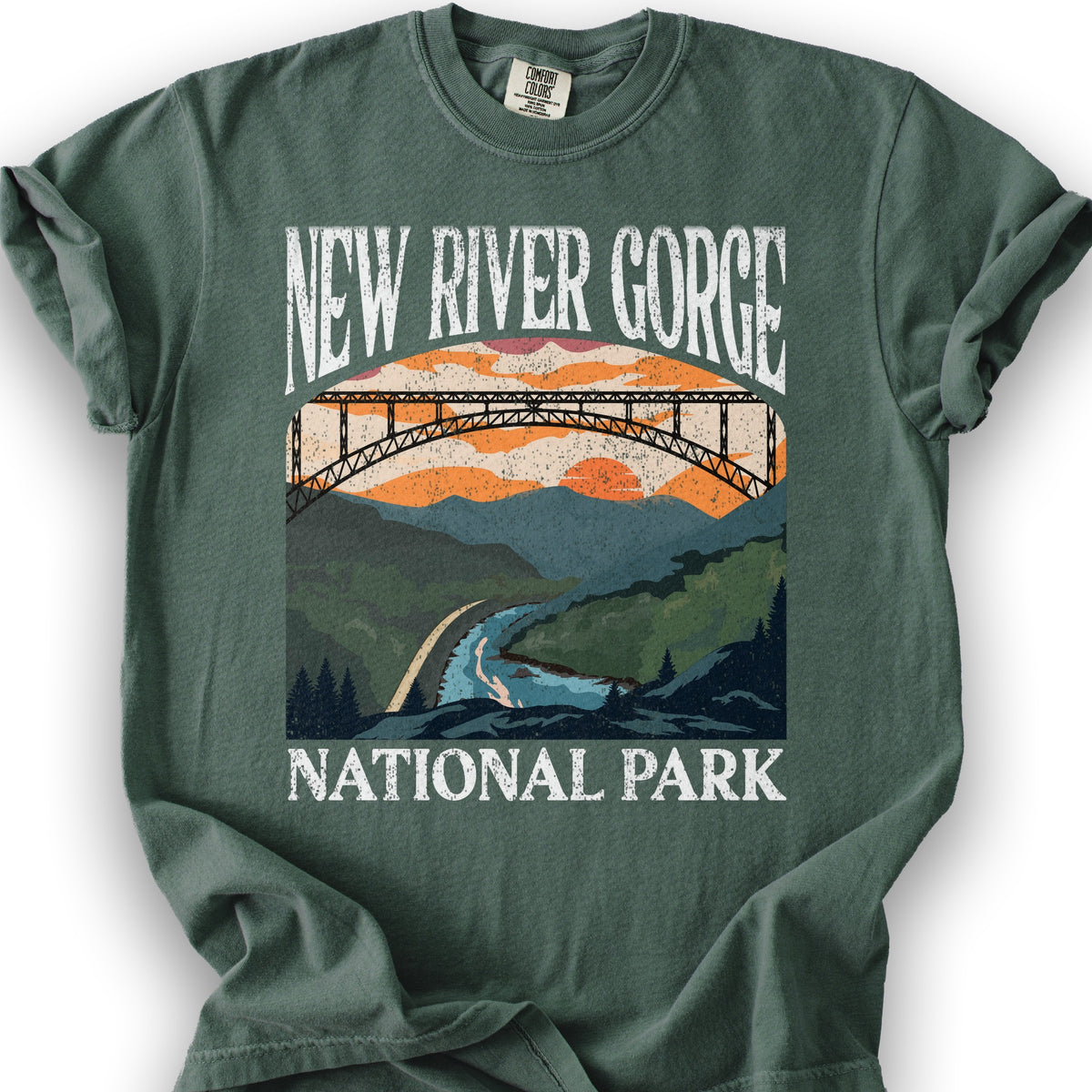 New River Gorge National Park "Big and Bold" T-Shirt - Blue Spruce