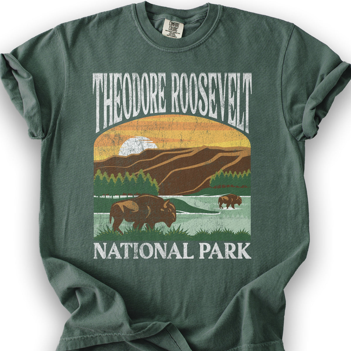 Theodore Roosevelt National Park "Big and Bold" T-Shirt - Blue Spruce