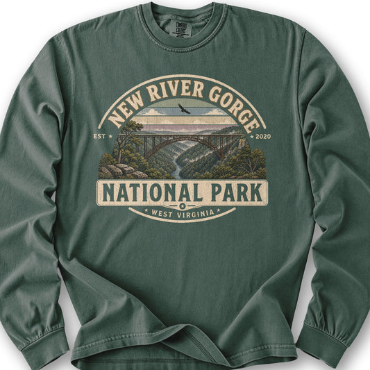 New River Gorge Medallion Long Sleeve Shirt - Blue Spruce