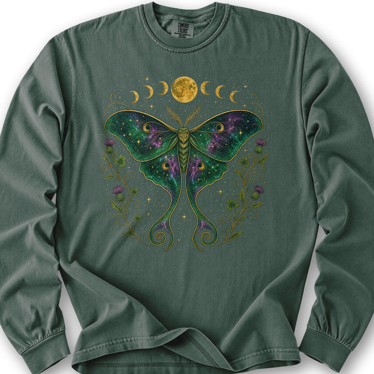 Celestial Moth Long Sleeve Shirt - Blue Spruce
