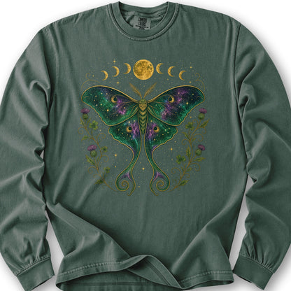 Celestial Moth Long Sleeve Shirt - Blue Spruce