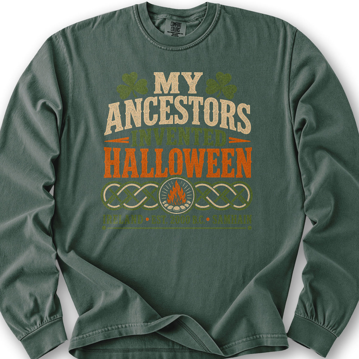 Irish Ancestors Halloween Long Sleeve Shirt - Blue Spruce