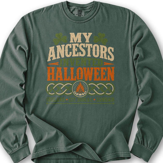 Irish Ancestors Halloween Long Sleeve Shirt - Blue Spruce