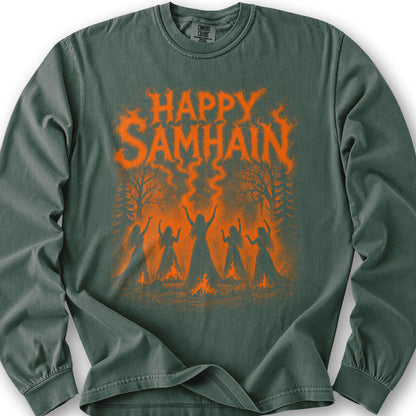 Happy Samhain Druid Long Sleeve Shirt - Blue Spruce