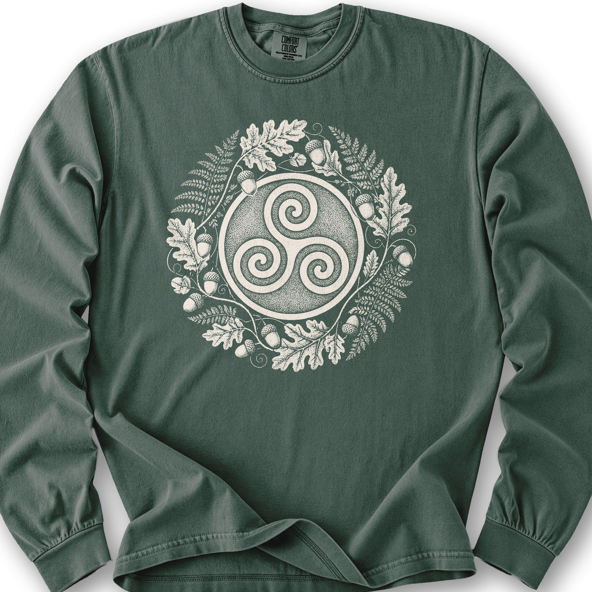 Autumn Triskele Wreath Long Sleeve Shirt - Blue Spruce