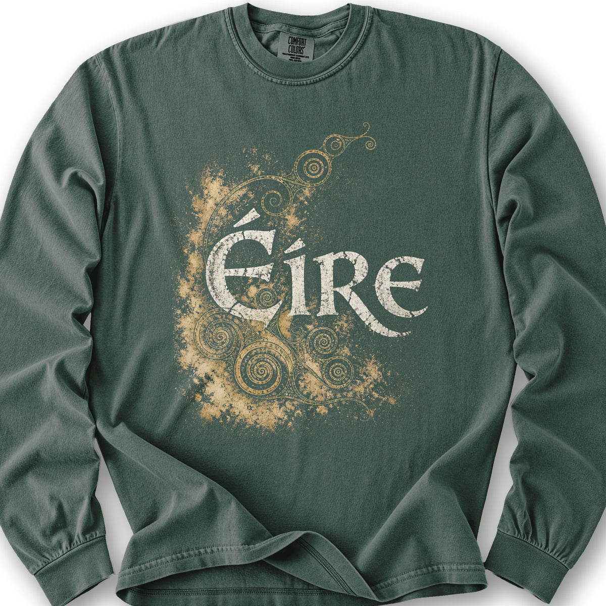 Éire Ancient Spirals Long Sleeve Shirt - Blue Spruce