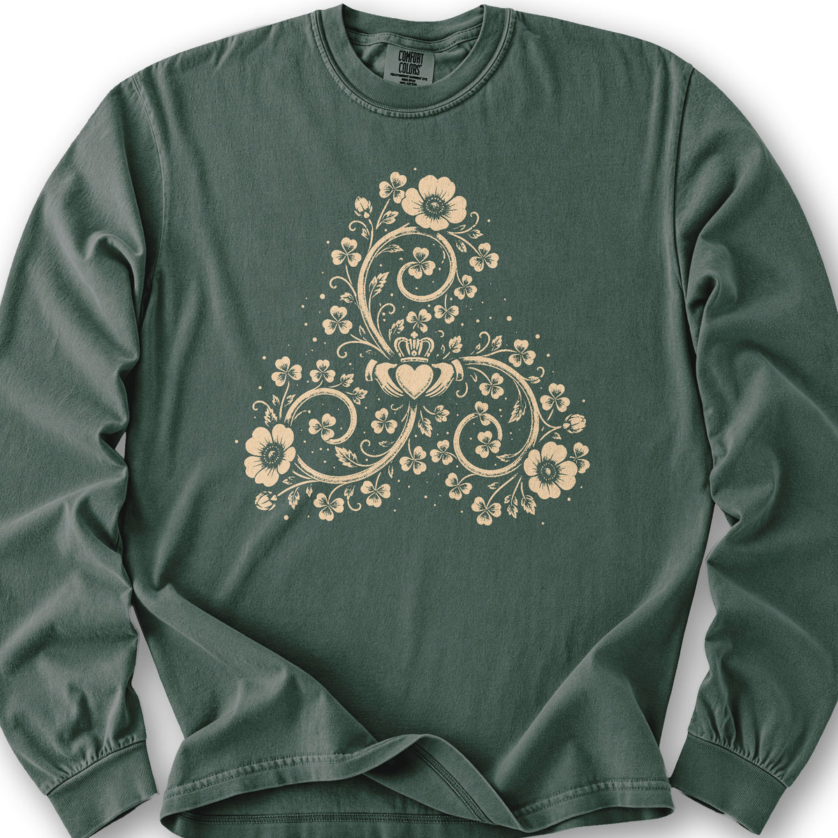 Triskele Shamrock Spiral Long Sleeve Shirt - Blue Spruce