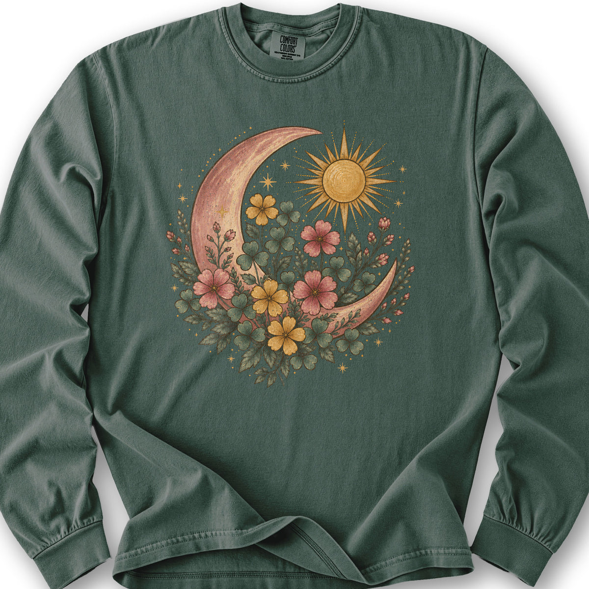 Shamrock Crescent Moon Long Sleeve Shirt - Blue Spruce