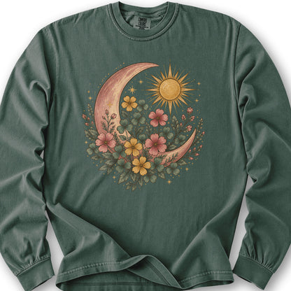 Shamrock Crescent Moon Long Sleeve Shirt - Blue Spruce